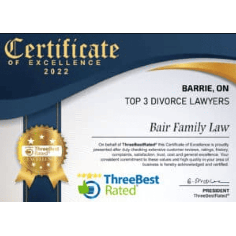 Divorce Lawyer Certificate of Excellence 2022